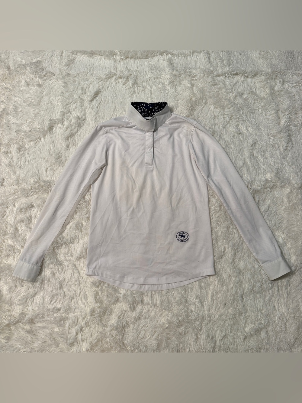 Child’s Large White Essex Classics Long Sleeve Horseback Riding Show Shirt